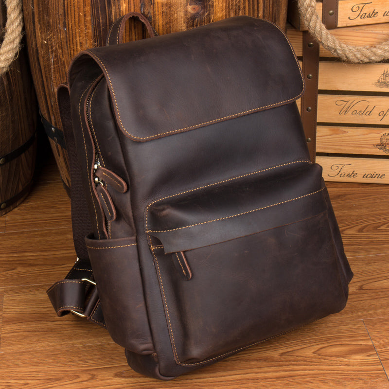 Crazy Horse men backpack Leather cowhide leather luggage male Baotou Backpack Bag