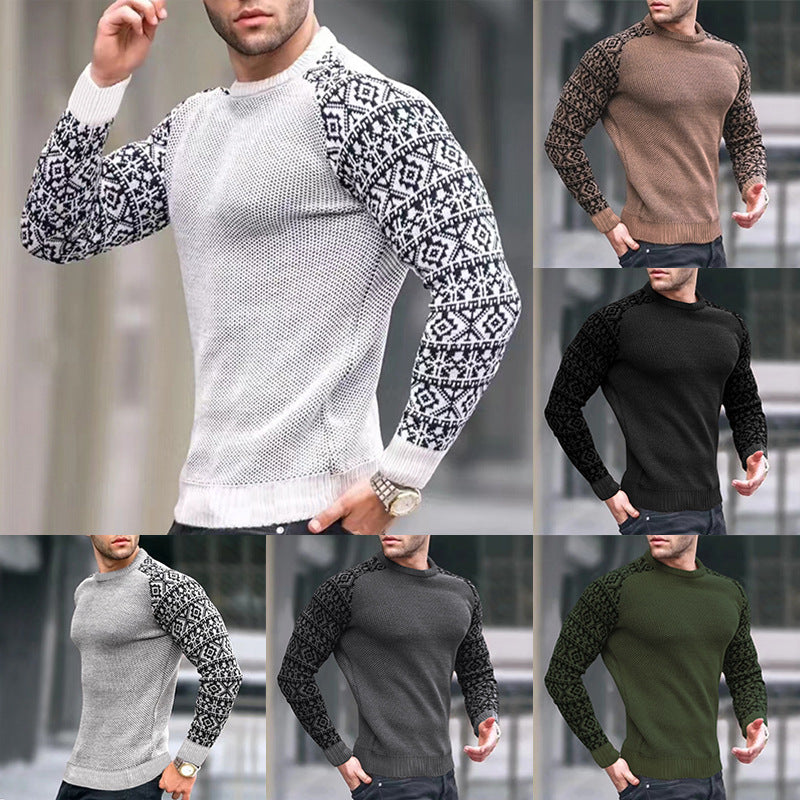 Men's Round Neck Waffle Sweater