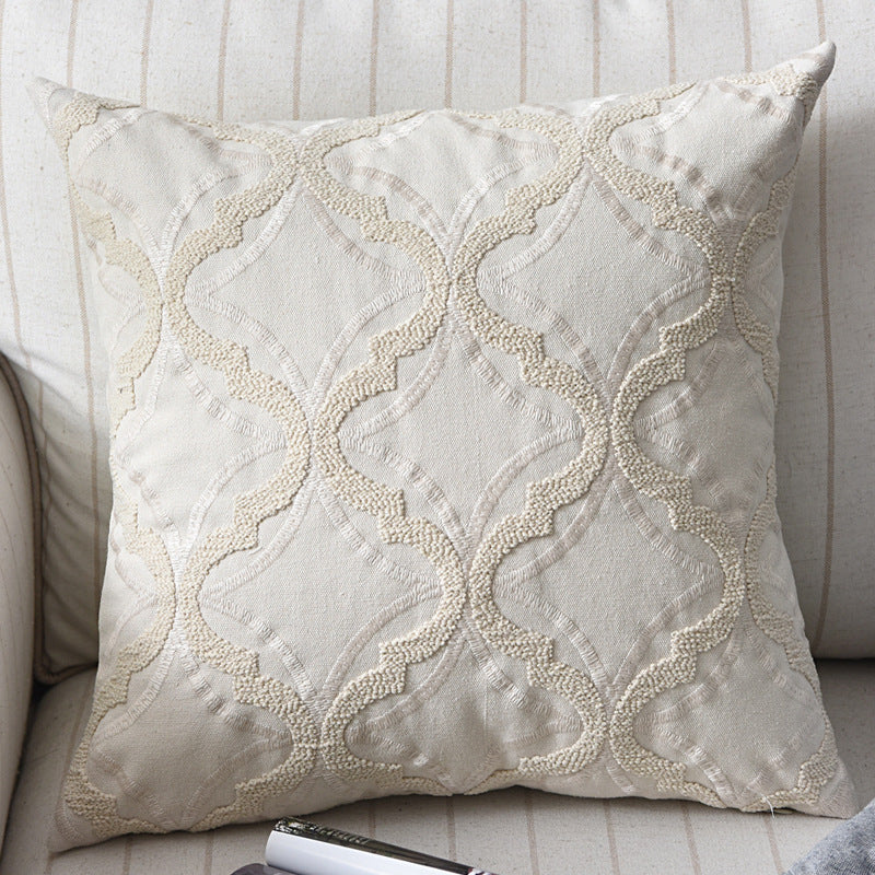 Cotton And Linen Woven Embroidered Couch Pillow Bed Head Cushion