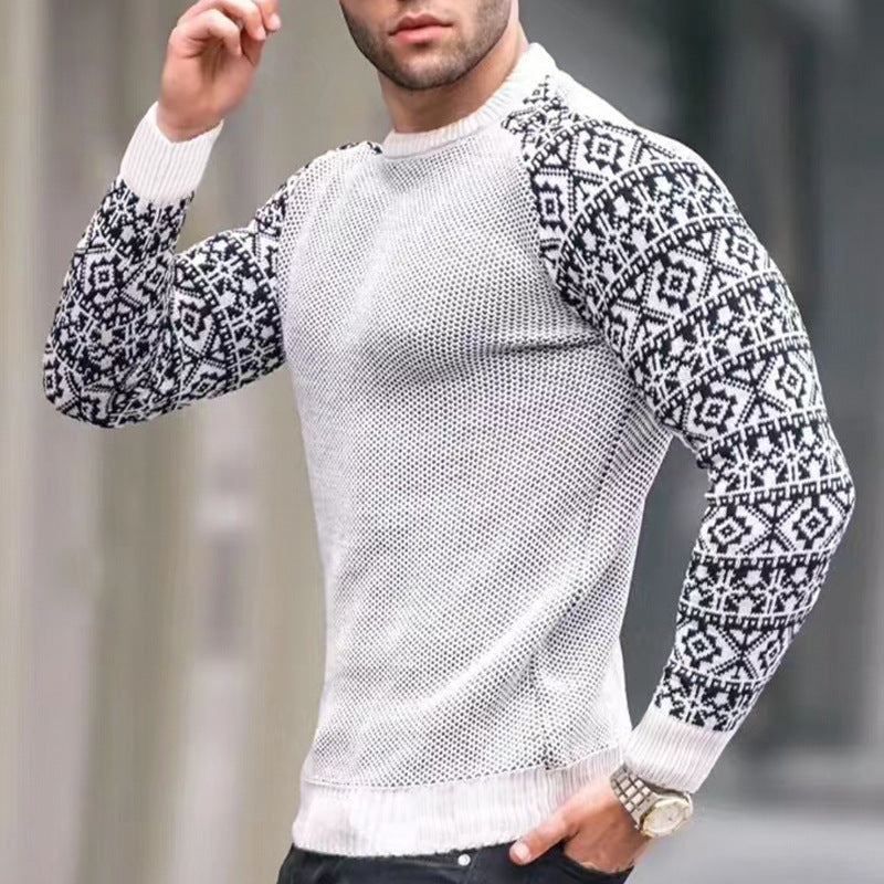 Men's Round Neck Waffle Sweater