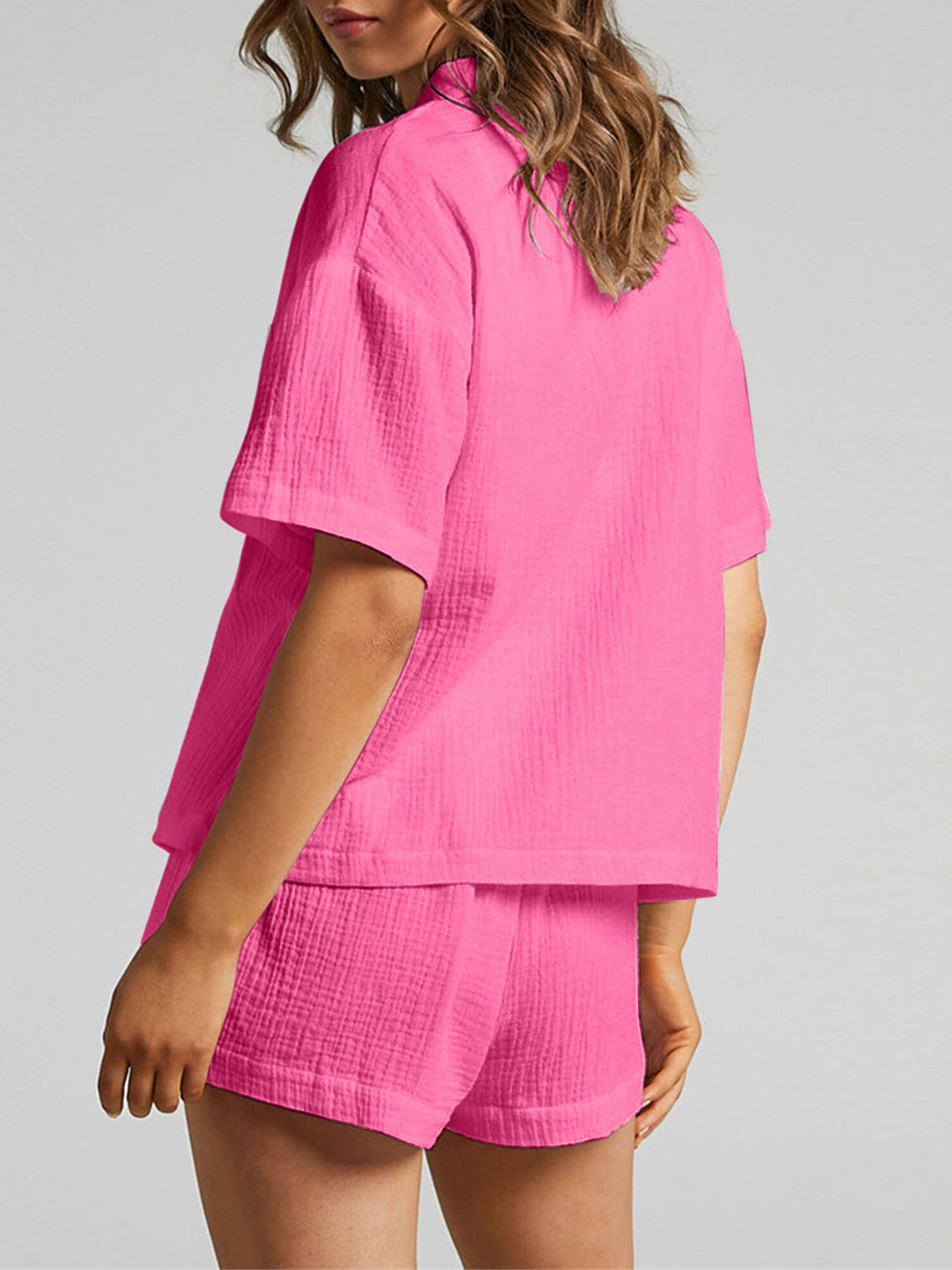 Square Neck Wide Strap Top and Pants Set – 100% Cotton 2-Piece Outfit with Pockets & Button Detail