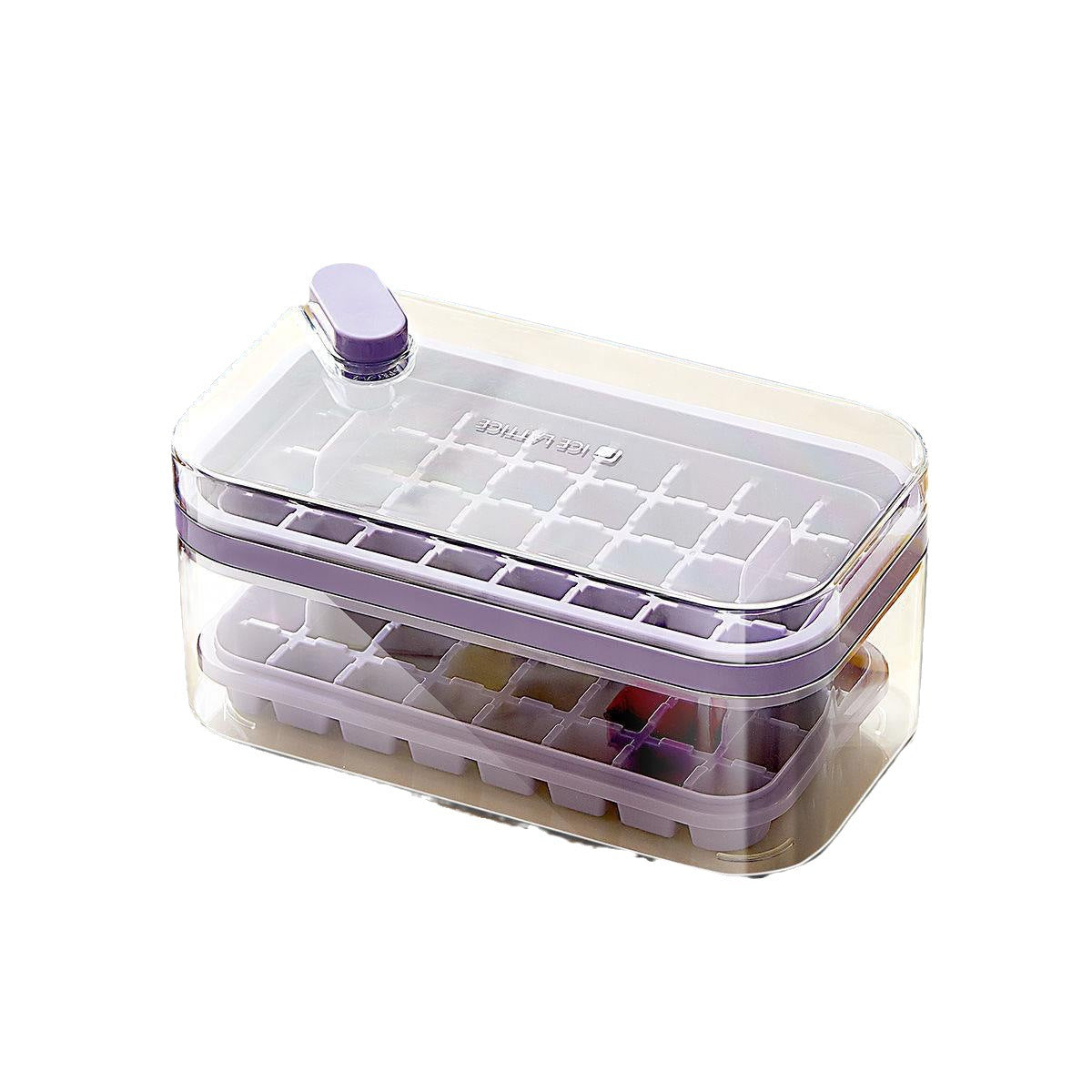 Ice Cube Tray Set Including Lid and Bin, 64 Pieces Ice Cube Molds, Freezer Ice Trays, Mold for Ice Cubes with 2 Trays, Container for Freezing Ice, Lid and Scoop for Spill Prevention, Ideal for Various Beverages.