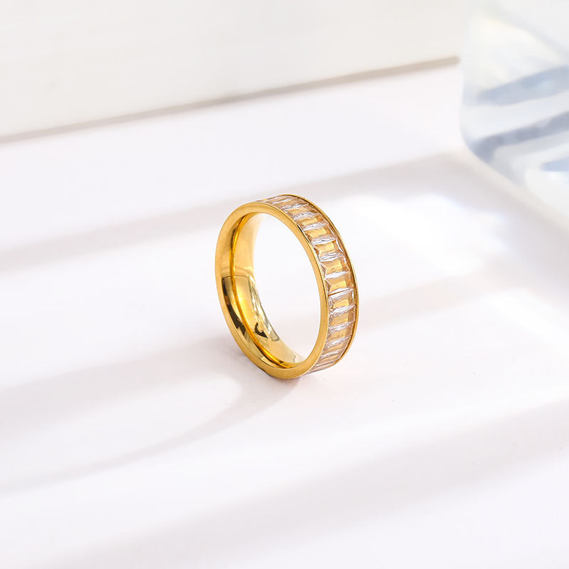 Rhinestone Titanium Steel Ring For Women