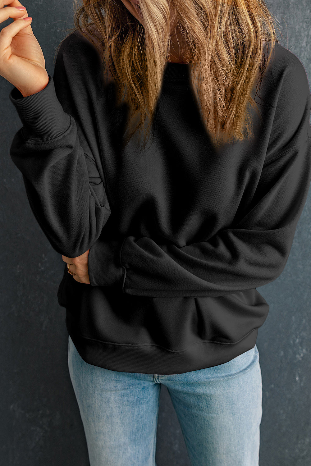Cozy Round Neck Dropped Shoulder Sweatshirt