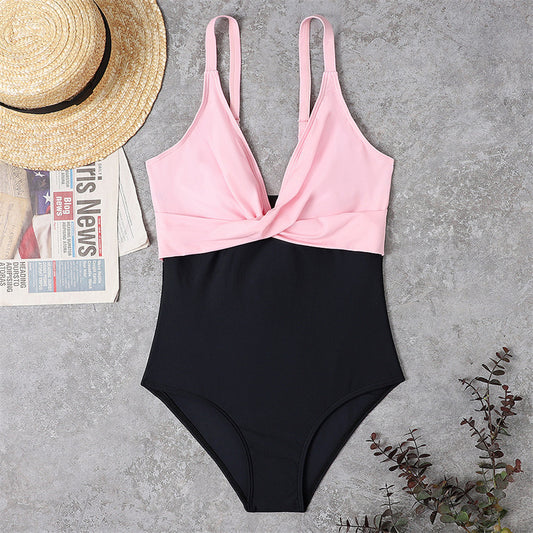 Slimming Color Matching One-piece Swimsuit For Women