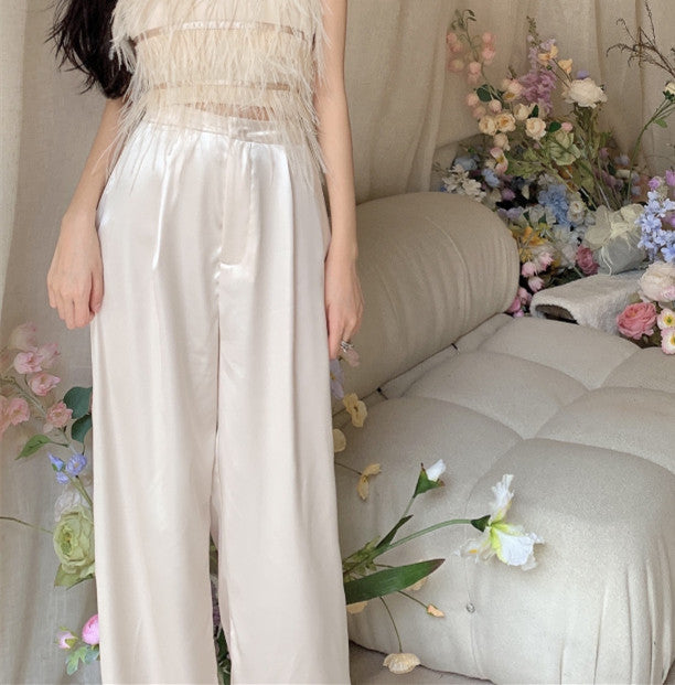 Women's Summer Short Strapless Fringed Top Trousers