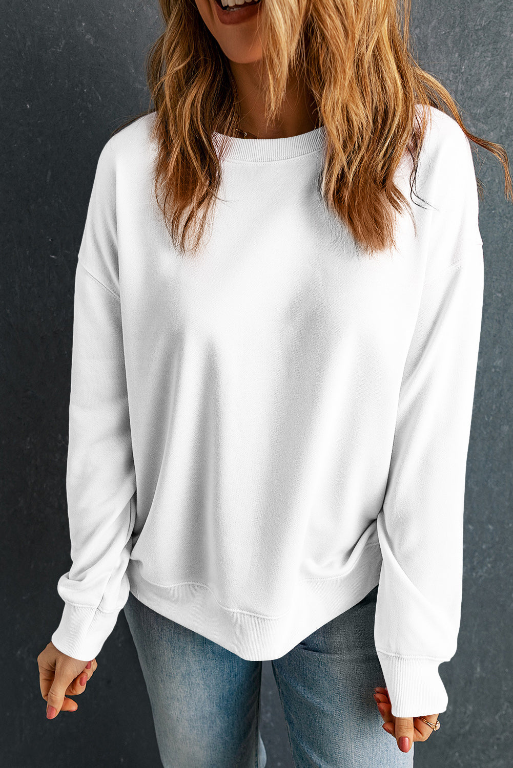Cozy Round Neck Dropped Shoulder Sweatshirt