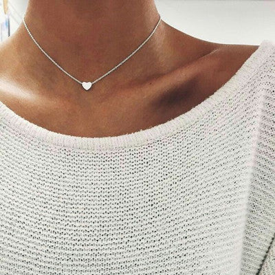 Gold Double-Sided Love Pendant Necklace - Fashion Clavicle Chain for Women