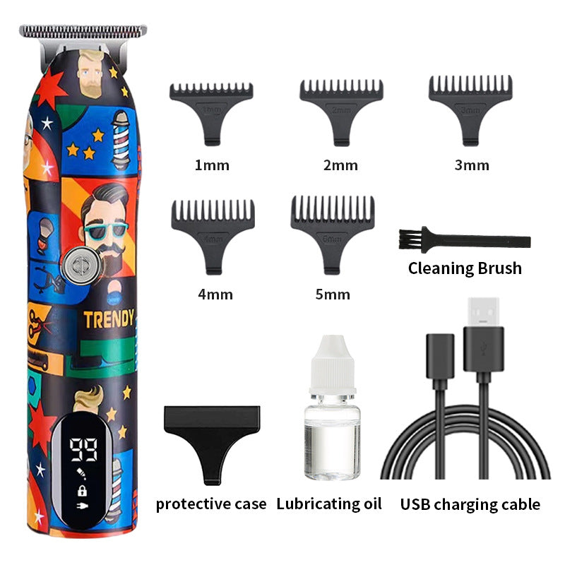 Professional Cordless Hair Clipper – Low-Noise Electric Trimmer with LED Display