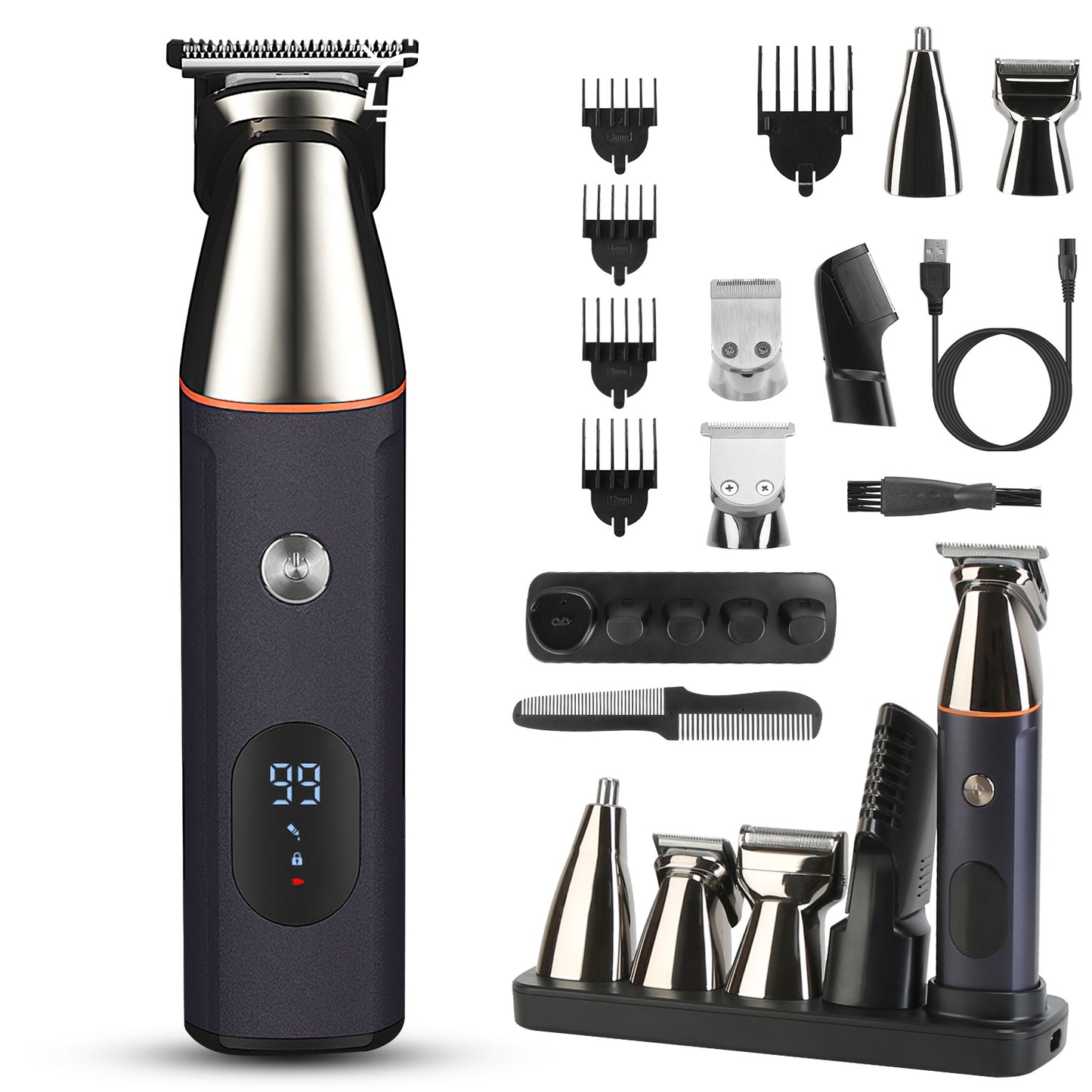 Men’s 5-In-1 Beard Trimmer & Grooming Kit – Waterproof Cordless Electric Razor