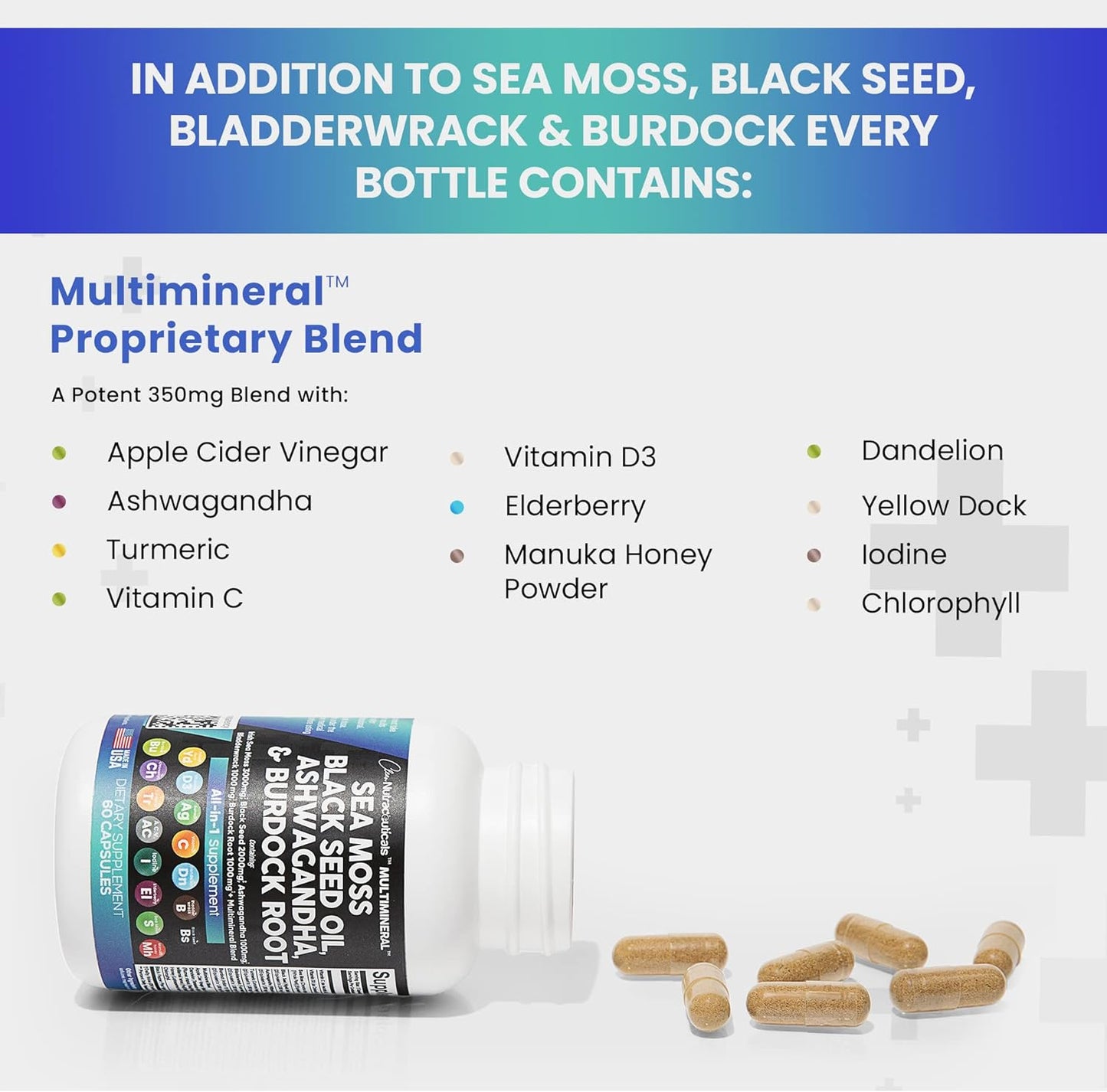 Trending Ultimate Immune Boost: Sea Moss 3000mg, Black Seed Oil 2000mg, Ashwagandha 1000mg, Turmeric 1000mg, and More!