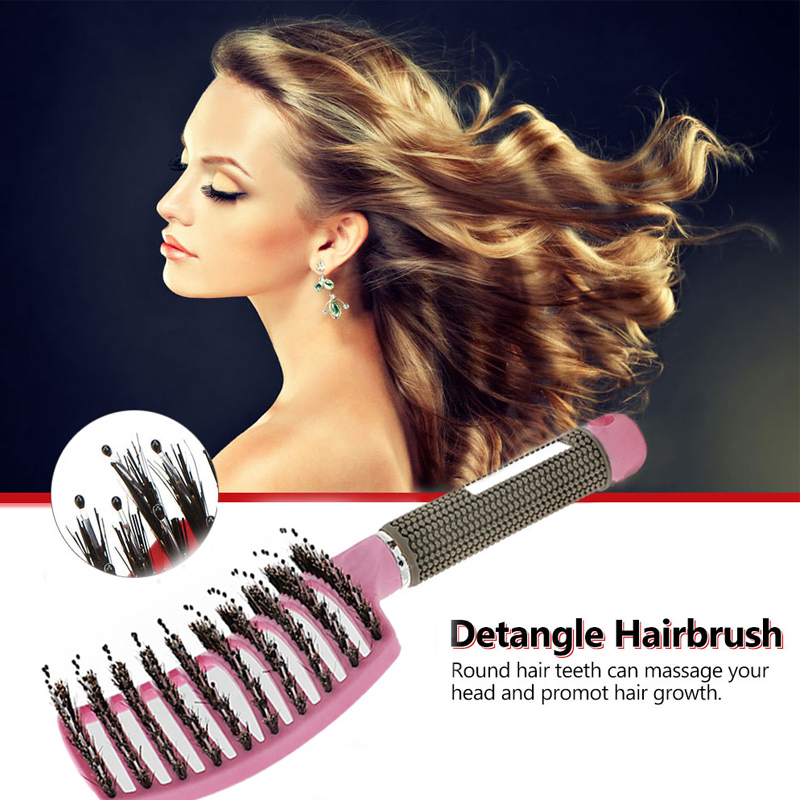Anti-Klit Hairbrush for Women - Detangler Hair Brush with Nylon Bristles for Scalp Massage and Teasing