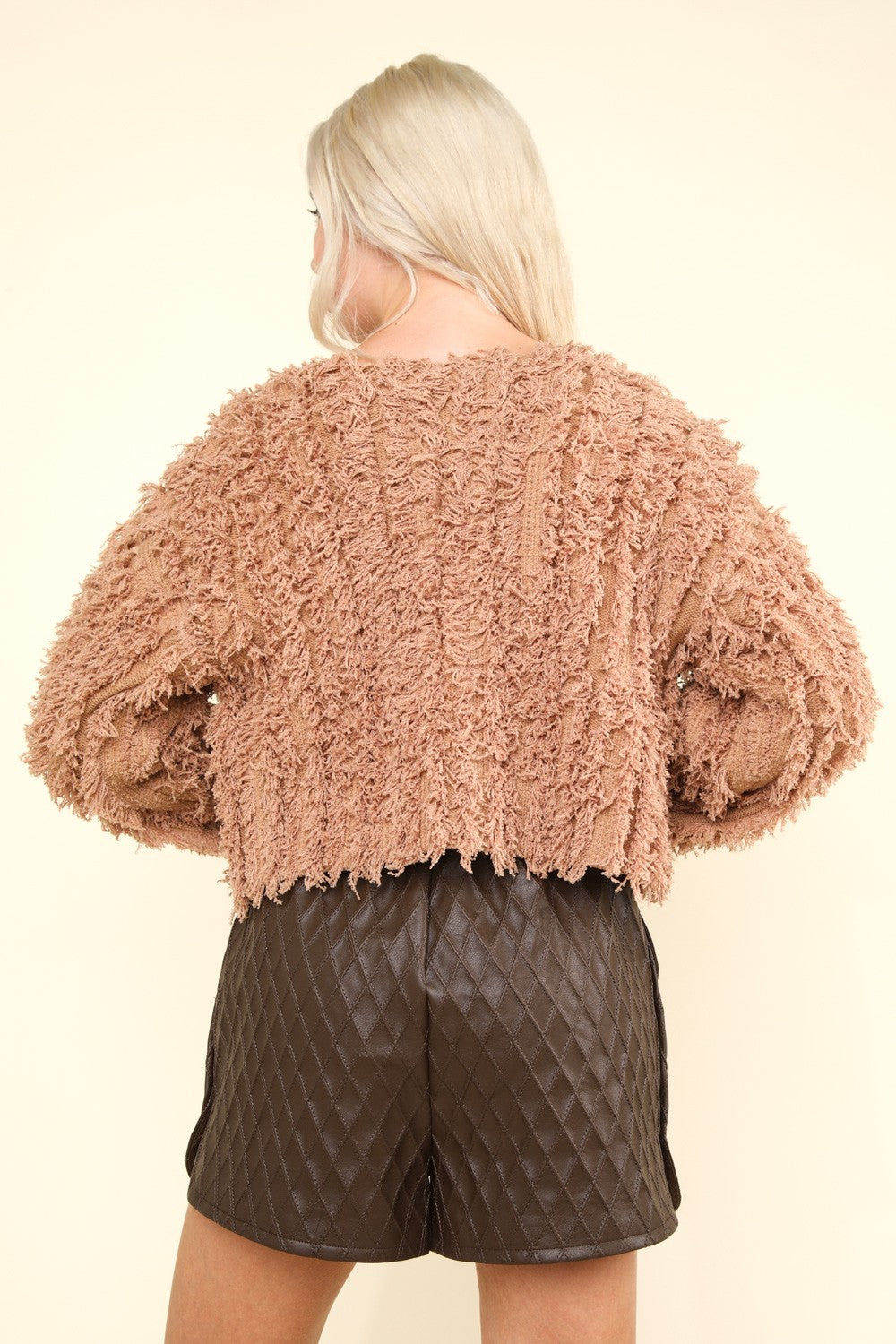 VERY J Shaggy Yarn Knit Zip Up Jacket