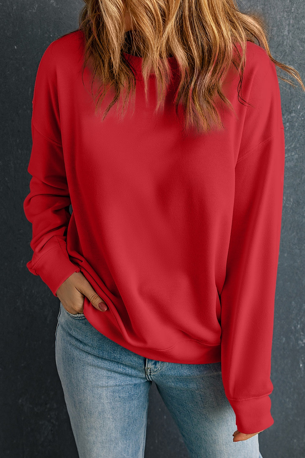 Cozy Round Neck Dropped Shoulder Sweatshirt