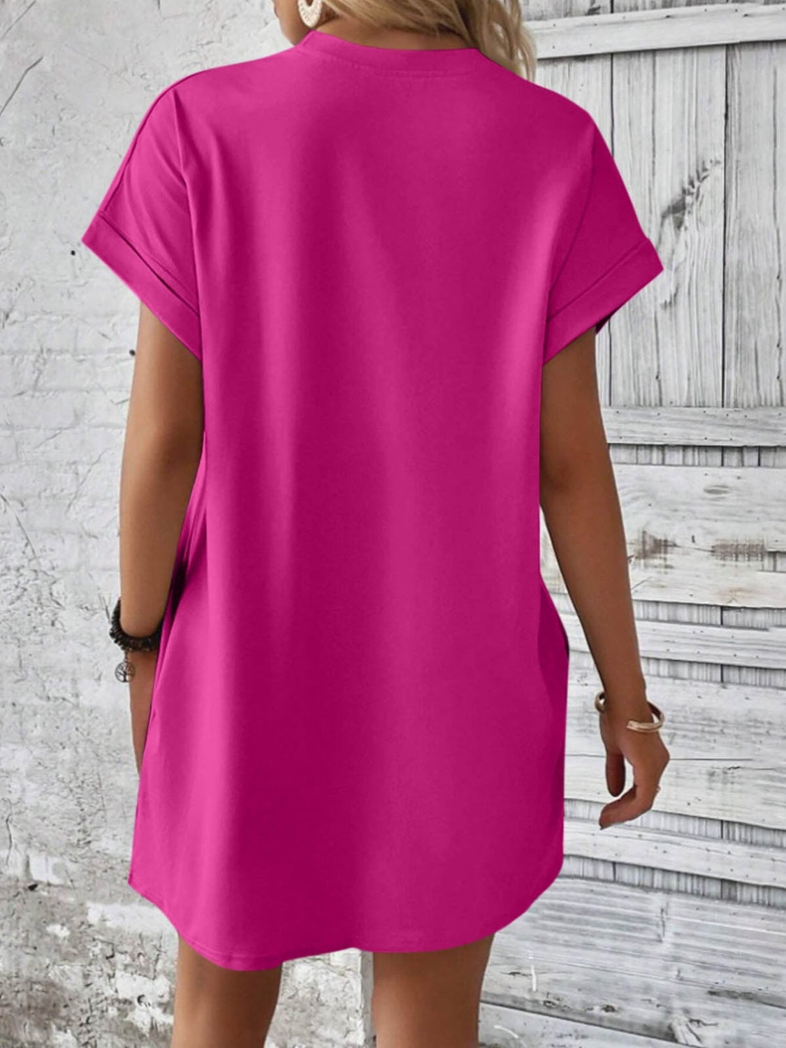 Round Neck Short Sleeve Mini Dress - Available in 8 Colors