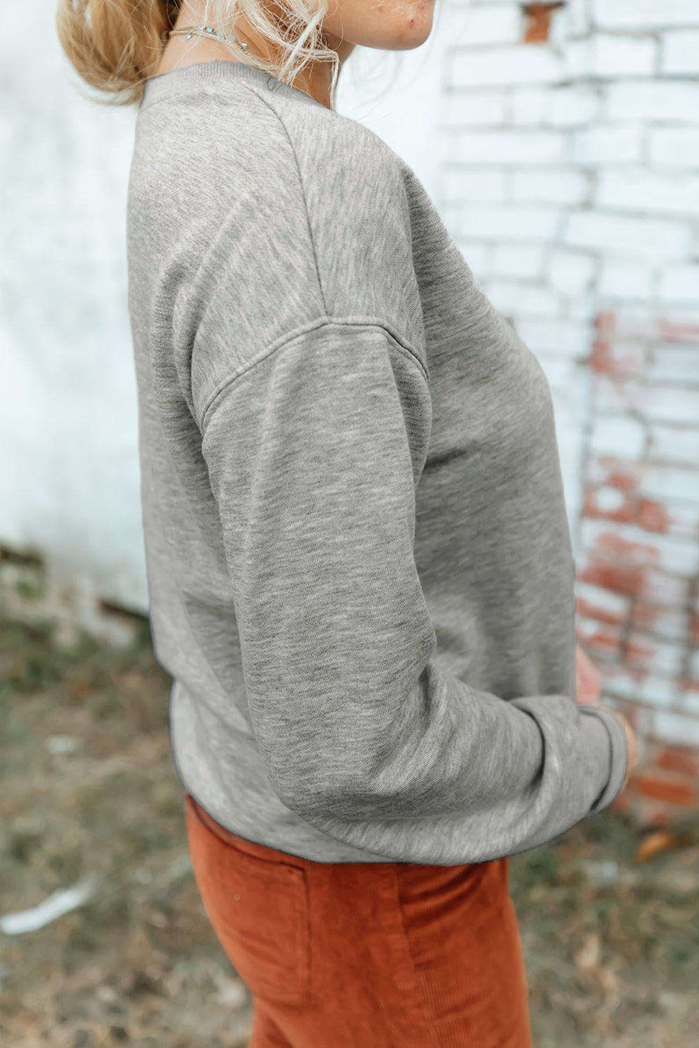 Cozy Round Neck Dropped Shoulder Sweatshirt