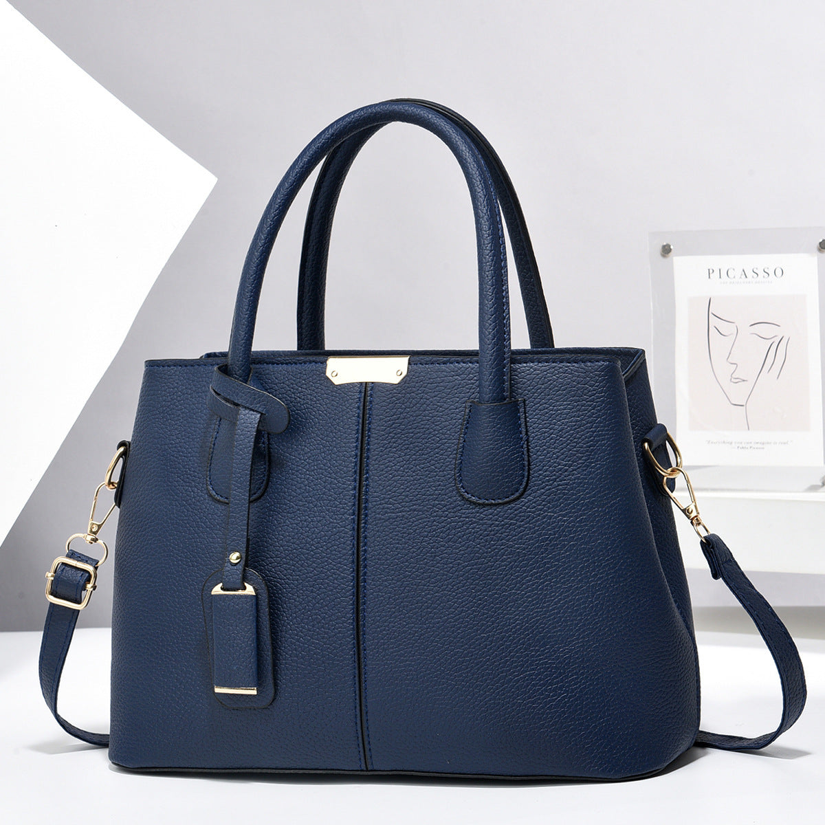 Women’s PU Leather Shoulder Handbag – Large Capacity Messenger Bag with Buckle Strap