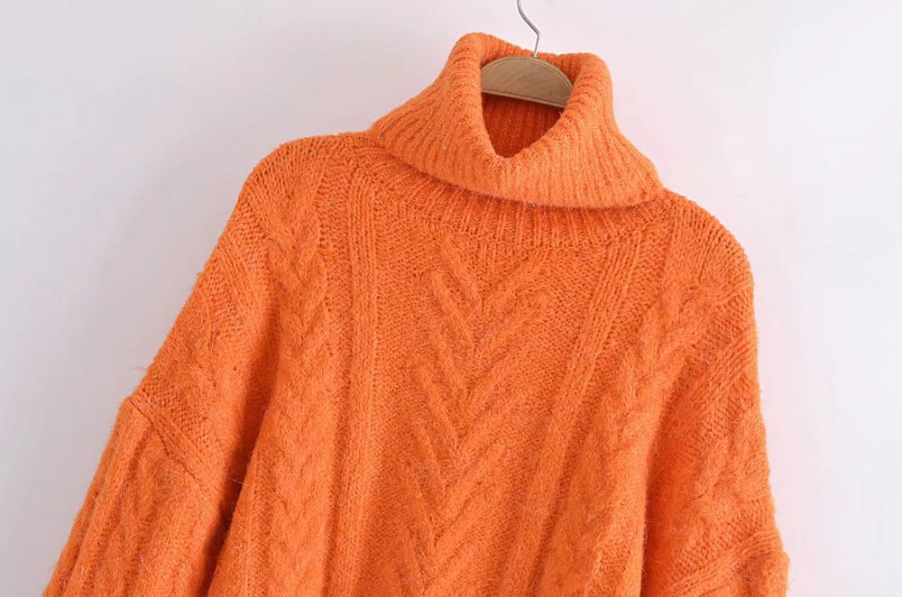 Women's Eight-strand Short Knitted Woolen Turtleneck Loose Sweater