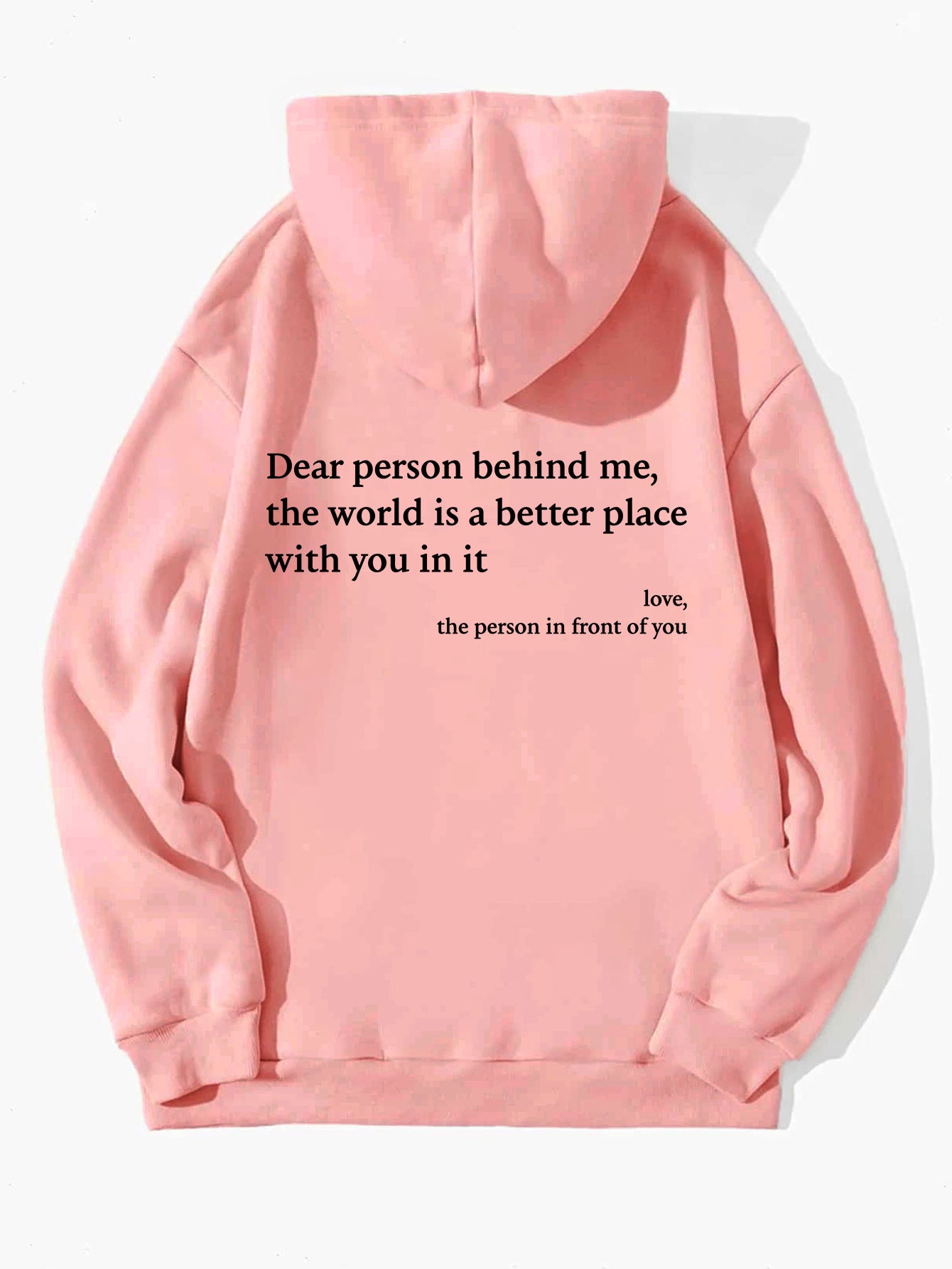 Women's Fashion Plush Letter Printed Kangaroo Pocket Drawstring Hoodie with Encouraging Message