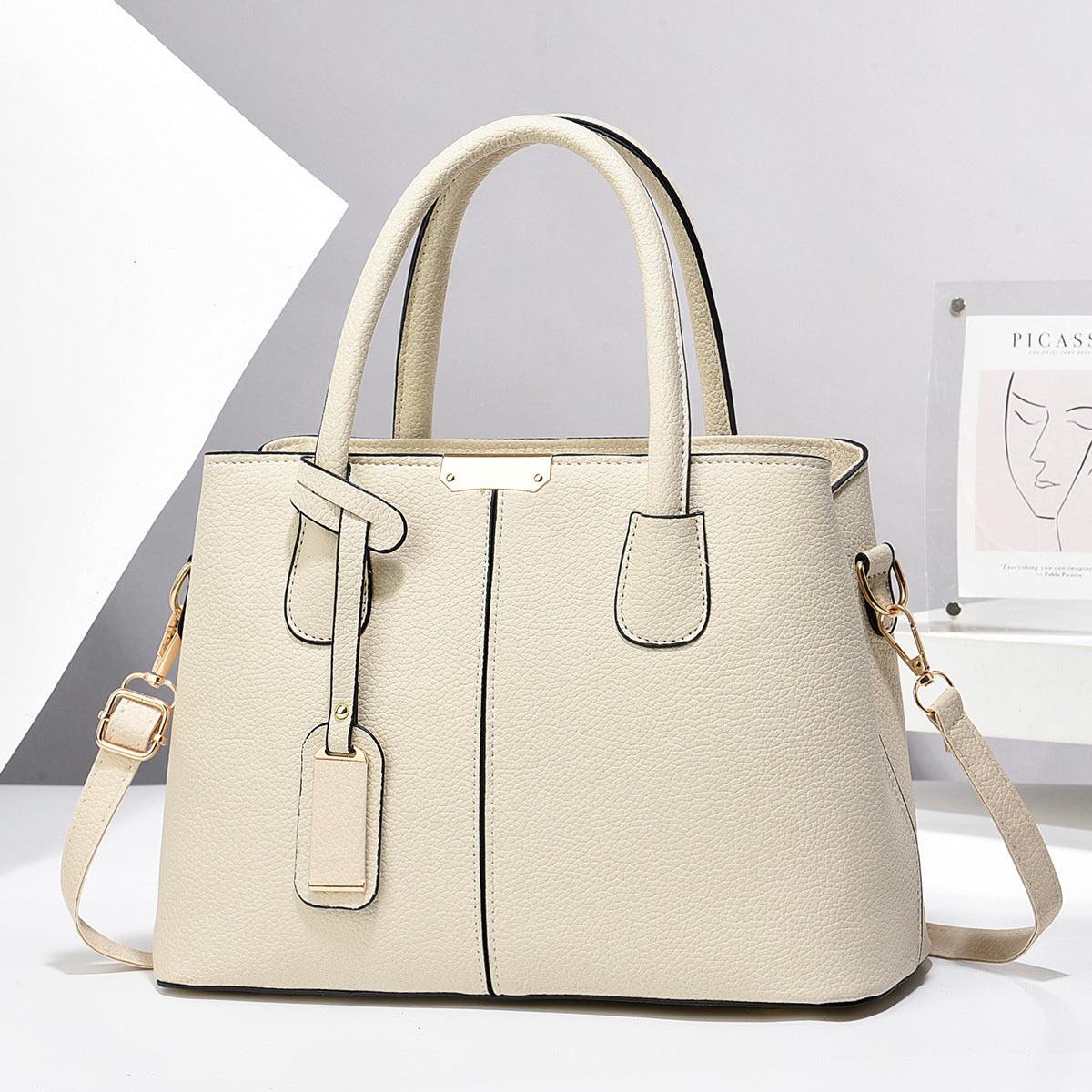 Women’s PU Leather Shoulder Handbag – Large Capacity Messenger Bag with Buckle Strap