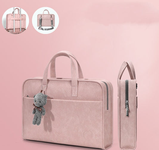Shockproof PU Leather Laptop Sleeve Bag – Padded Protective Handbag with Shoulder Strap