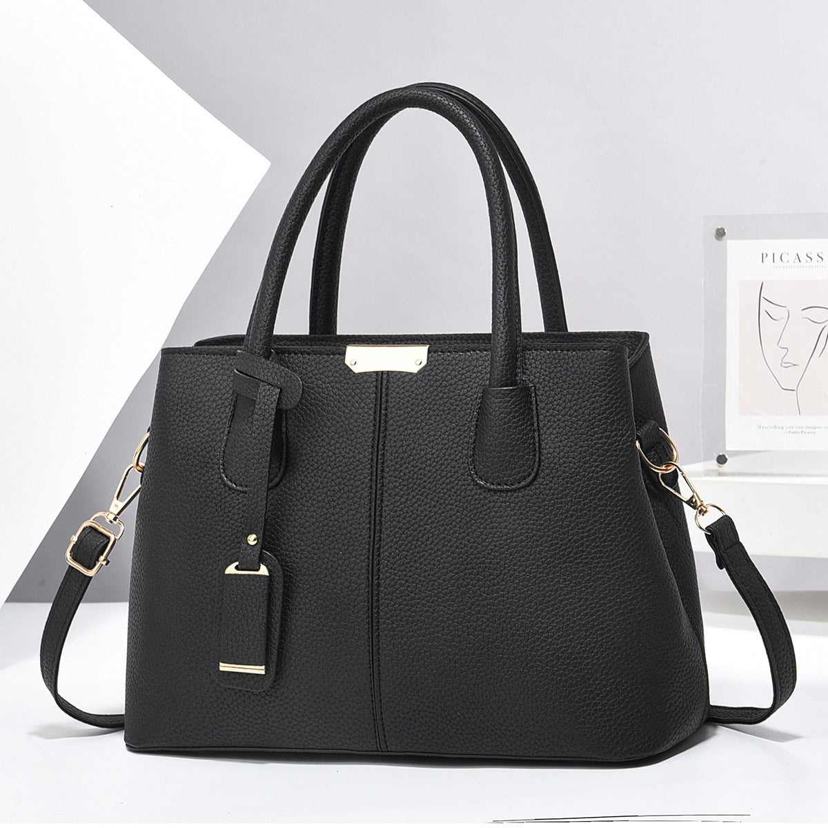 Women’s PU Leather Shoulder Handbag – Large Capacity Messenger Bag with Buckle Strap