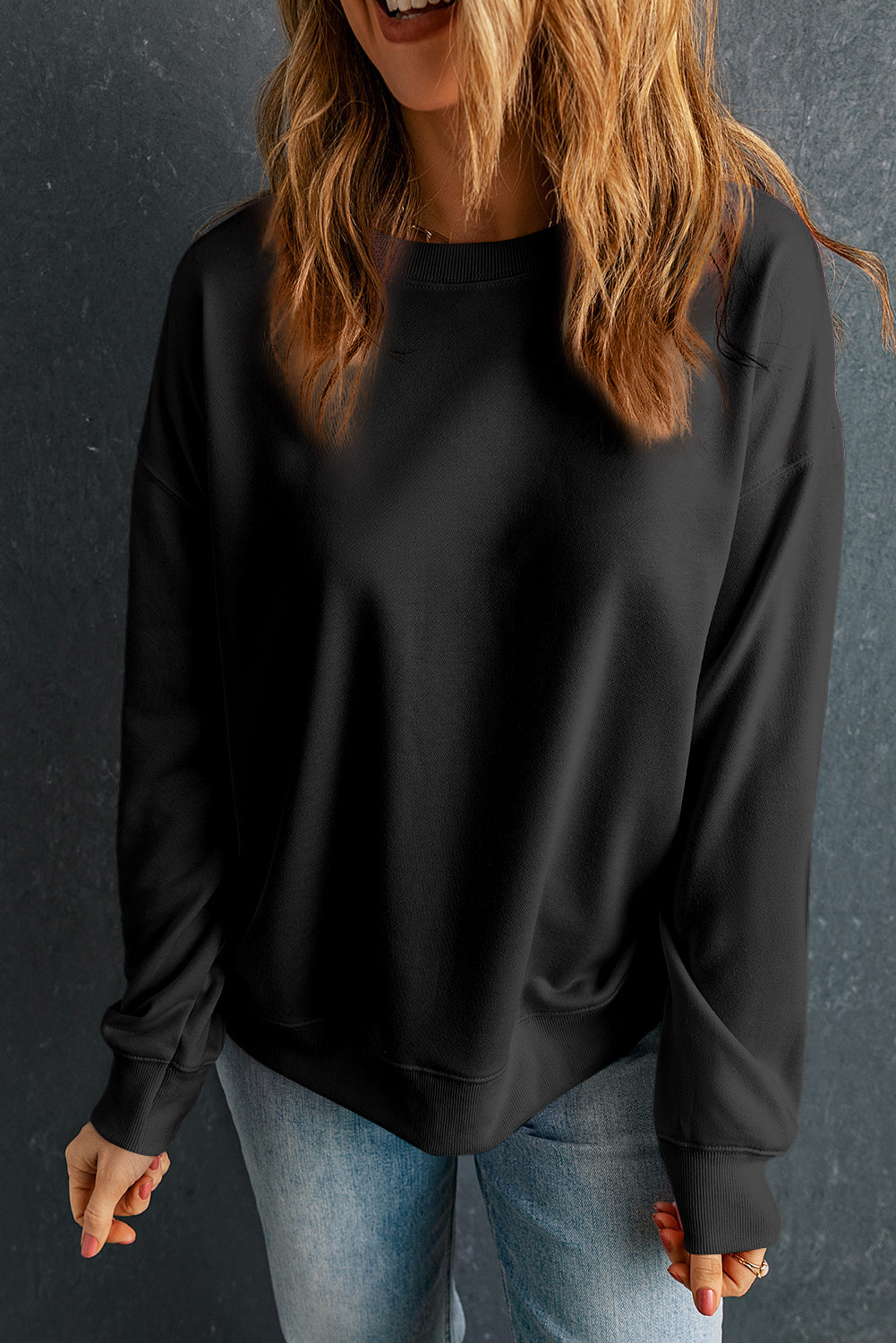Cozy Round Neck Dropped Shoulder Sweatshirt