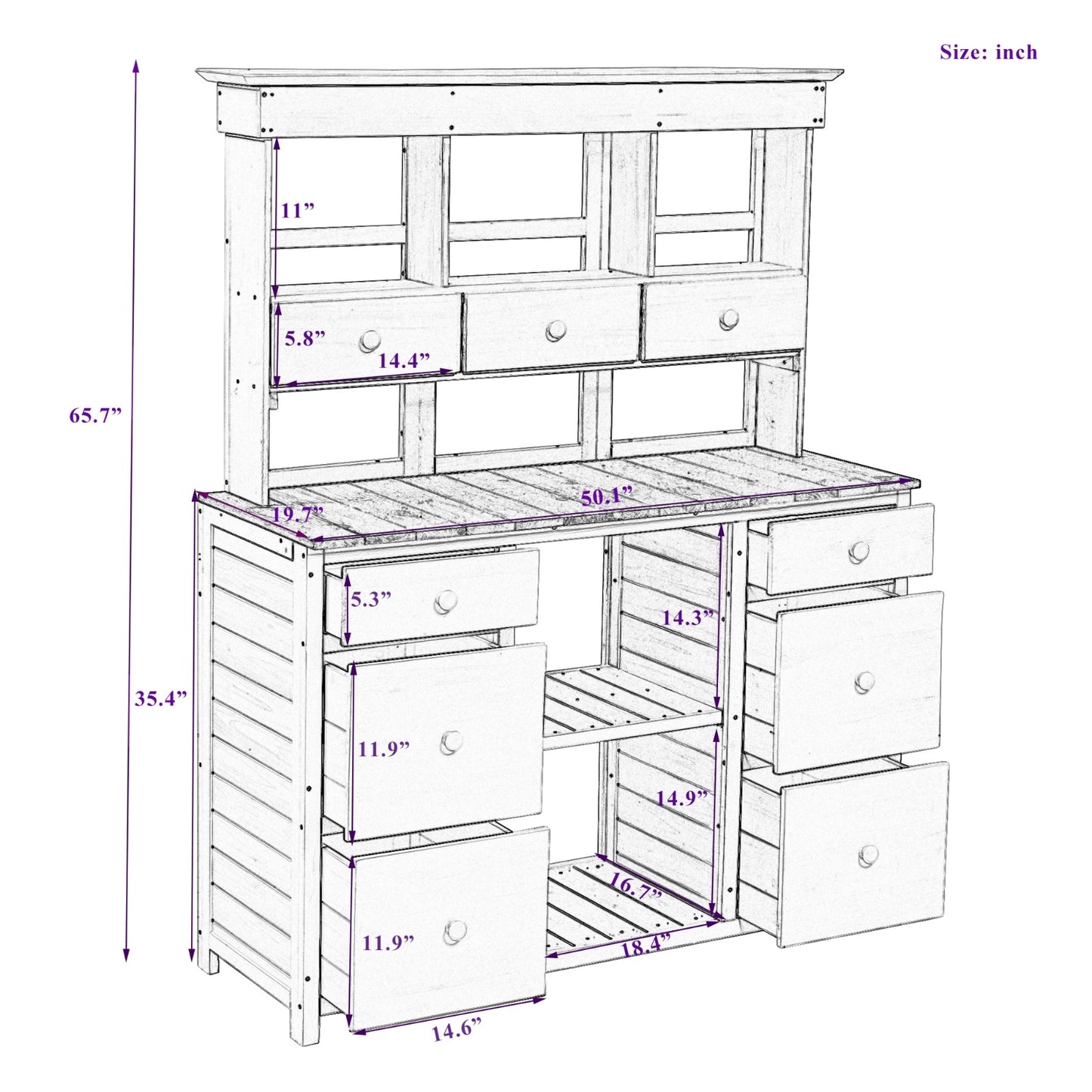 Video Provided  TOPMAX Garden Potting Bench Table, Rustic And Sleek Design With Multiple Drawers An