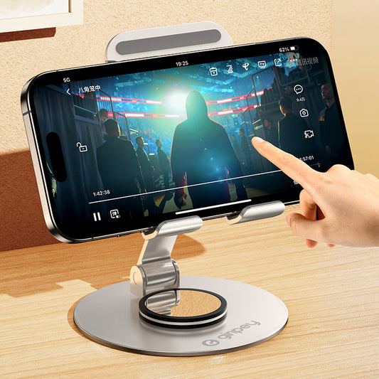 Free Shipping Tk Dropshipping Compact Foldable Desktop Phone Holder Adjustable Desktop Phone & Tablet Stand Metal Mobile Phone Stander For Home & Office Watch TV Show Stable Rotatable Ipad Holder