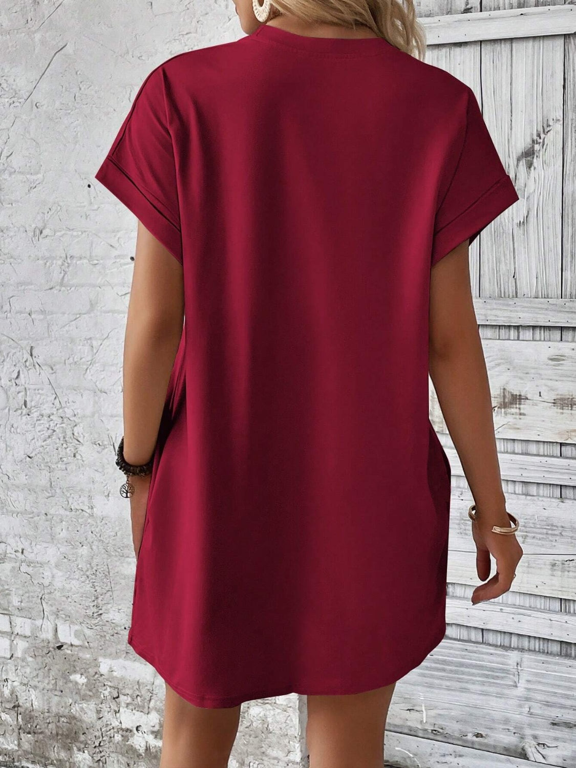 Round Neck Short Sleeve Mini Dress - Available in 8 Colors