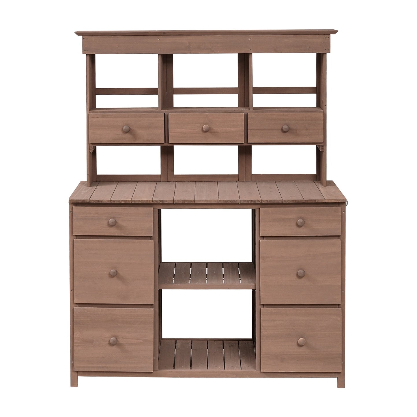 Video Provided  TOPMAX Garden Potting Bench Table, Rustic And Sleek Design With Multiple Drawers An